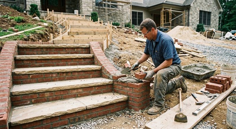 Brick Stairs Installation in Westerly, RI